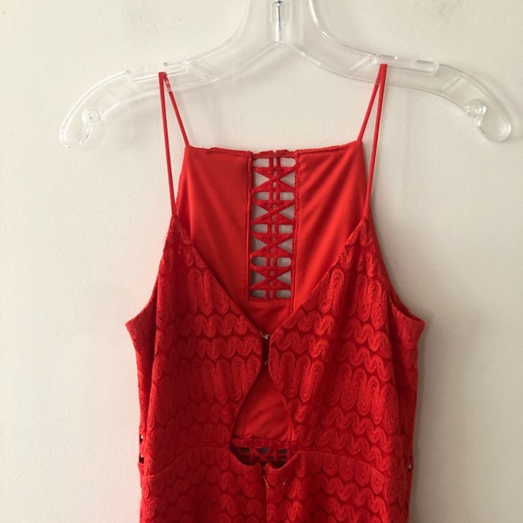 Topshop Red Lace Bodycon Cocktail Dress 4 - Picture 8 of 10